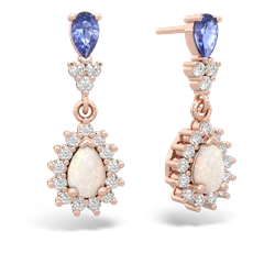 Tanzanite Halo Pear Dangle 14K Rose Gold earrings E1882