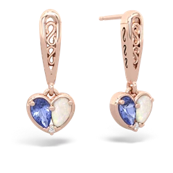 Tanzanite Filligree Heart 14K Rose Gold earrings E5070