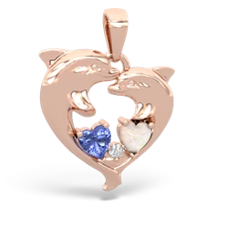 Tanzanite Dolphin Heart 14K Rose Gold pendant P5820