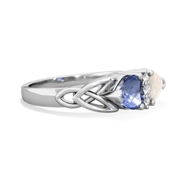 Tanzanite Celtic Knot Double Heart 14K White Gold ring R5040