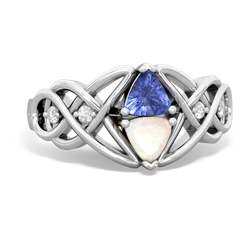 Tanzanite Keepsake Celtic Knot 14K White Gold ring R5300