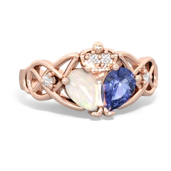 Tanzanite 'One Heart' Celtic Knot Claddagh 14K Rose Gold ring R5322