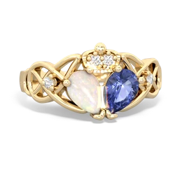 Tanzanite 'One Heart' Celtic Knot Claddagh 14K Yellow Gold ring R5322