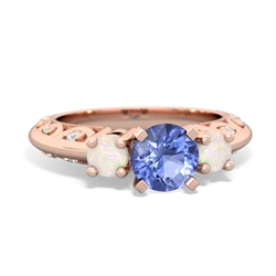 Tanzanite Art Deco Eternal Embrace Engagement 14K Rose Gold ring C2003