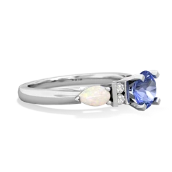 Tanzanite 6Mm Round Eternal Embrace Engagement 14K White Gold ring R2005