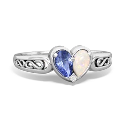 Tanzanite Filligree 'One Heart' 14K White Gold ring R5070