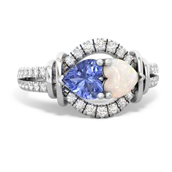 Tanzanite Art-Deco Keepsake 14K White Gold ring R5630