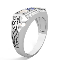 Tanzanite Three Stone Tire Tread Men's 14K White Gold ring R0520