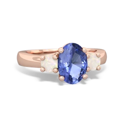 Tanzanite Three Stone Oval Trellis 14K Rose Gold ring R4024