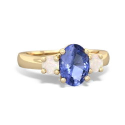 Tanzanite Three Stone Oval Trellis 14K Yellow Gold ring R4024