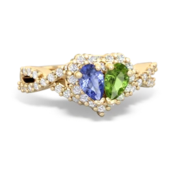 Tanzanite Diamond Twist 'One Heart' 14K Yellow Gold ring R2640HRT