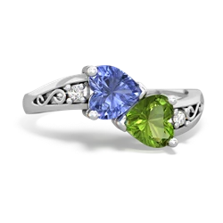 Tanzanite Snuggling Hearts 14K White Gold ring R2178