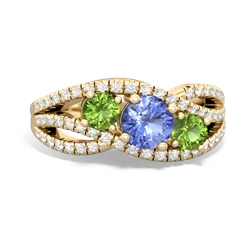 Tanzanite Three Stone Aurora 14K Yellow Gold ring R3080