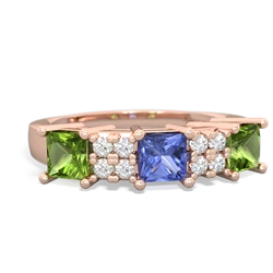 Tanzanite Three Stone Diamond Cluster 14K Rose Gold ring R2592