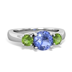 Tanzanite Three Stone Round Trellis 14K White Gold ring R4018