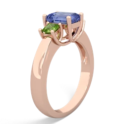 Tanzanite Three Stone Emerald-Cut Trellis 14K Rose Gold ring R4021