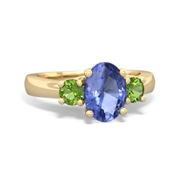 Tanzanite Three Stone Oval Trellis 14K Yellow Gold ring R4024