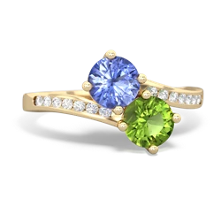 Tanzanite Channel Set Two Stone 14K Yellow Gold ring R5303