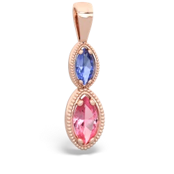 Tanzanite Antique-Style Halo 14K Rose Gold pendant P5700