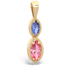 Tanzanite Antique-Style Halo 14K Yellow Gold pendant P5700