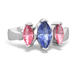 Tanzanite Three Peeks 14K White Gold ring R2433