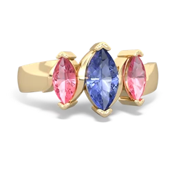 Tanzanite Three Peeks 14K Yellow Gold ring R2433