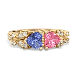 Tanzanite Diamond Butterflies 14K Yellow Gold ring R5601