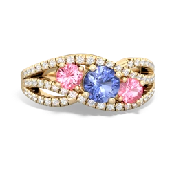 Tanzanite Three Stone Aurora 14K Yellow Gold ring R3080