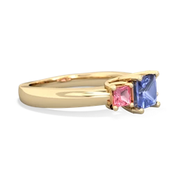 Tanzanite Three Stone Trellis 14K Yellow Gold ring R4015