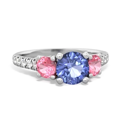 Tanzanite Pave Trellis 14K White Gold ring R5500