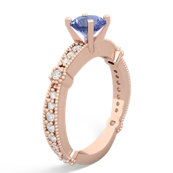 Tanzanite Sparkling Tiara 6Mm Round 14K Rose Gold ring R26296RD