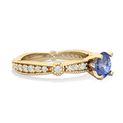 Tanzanite Sparkling Tiara 6Mm Round 14K Yellow Gold ring R26296RD