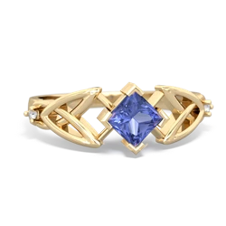 Tanzanite Celtic Knot Princess 14K Yellow Gold ring R3349