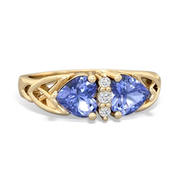 Tanzanite Celtic Knot Double Heart 14K Yellow Gold ring R5040