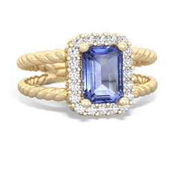 Tanzanite Rope Split Band 14K Yellow Gold ring R2628