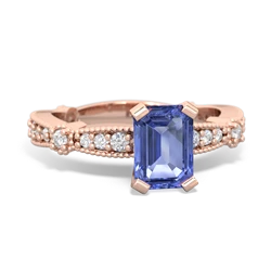 Tanzanite Sparkling Tiara 7X5mm Emerald-Cut 14K Rose Gold ring R26297EM