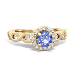 Tanzanite Infinity Halo Engagement 14K Yellow Gold ring R26315RH