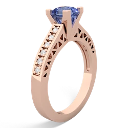 Tanzanite Art Deco Engagement 5Mm Square 14K Rose Gold ring R26355SQ