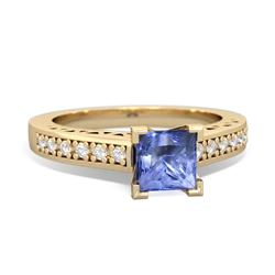 Tanzanite Art Deco Engagement 5Mm Square 14K Yellow Gold ring R26355SQ