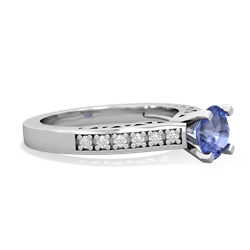 Tanzanite Art Deco Engagement 6Mm Round 14K White Gold ring R26356RD