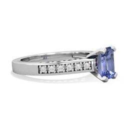 Tanzanite Art Deco Engagement 7X5mm Emerald-Cut 14K White Gold ring R26357EM