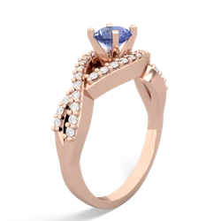 Tanzanite Diamond Twist 5Mm Round Engagment  14K Rose Gold ring R26405RD