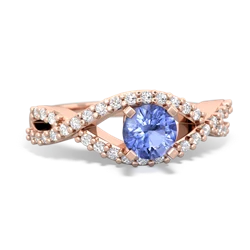 Tanzanite Diamond Twist 5Mm Round Engagment  14K Rose Gold ring R26405RD