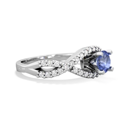 Tanzanite Diamond Twist 5Mm Round Engagment  14K White Gold ring R26405RD