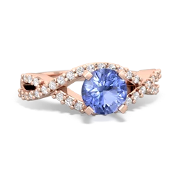 Tanzanite Diamond Twist 6Mm Round Engagment  14K Rose Gold ring R26406RD