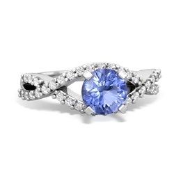 Tanzanite Diamond Twist 6Mm Round Engagment  14K White Gold ring R26406RD