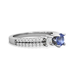 Tanzanite Classic 5Mm Round Engagement 14K White Gold ring R26435RD