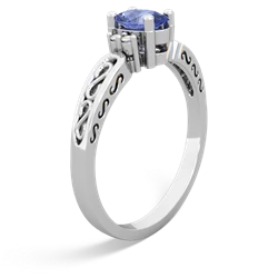 Tanzanite Filligree Scroll Oval 14K White Gold ring R0812