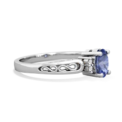 Tanzanite Filligree Scroll Oval 14K White Gold ring R0812