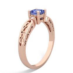 Tanzanite Filligree Scroll Square 14K Rose Gold ring R2430